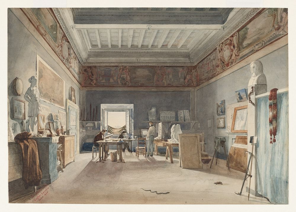 A Studio in the Villa Medici, Rome by Joseph-Eug&egrave;ne Lacroix