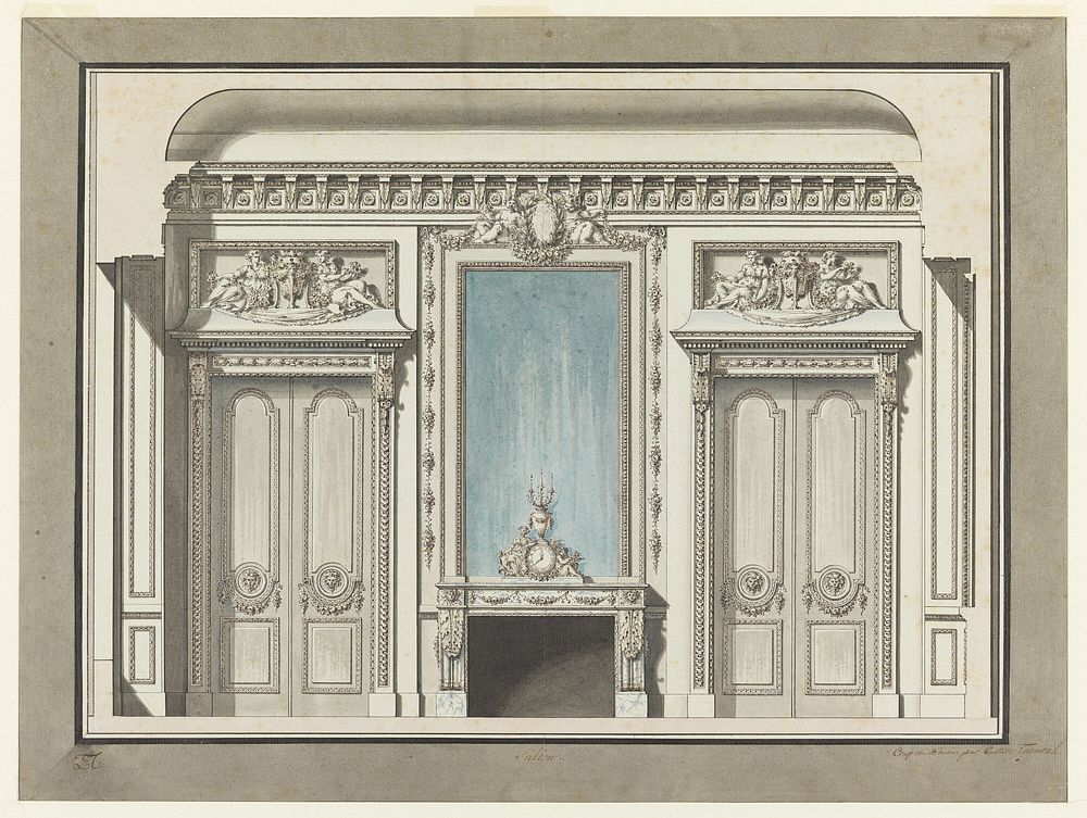 Wall Elevation for a Salon with Mantelpiece, Louis-Gustave Taraval