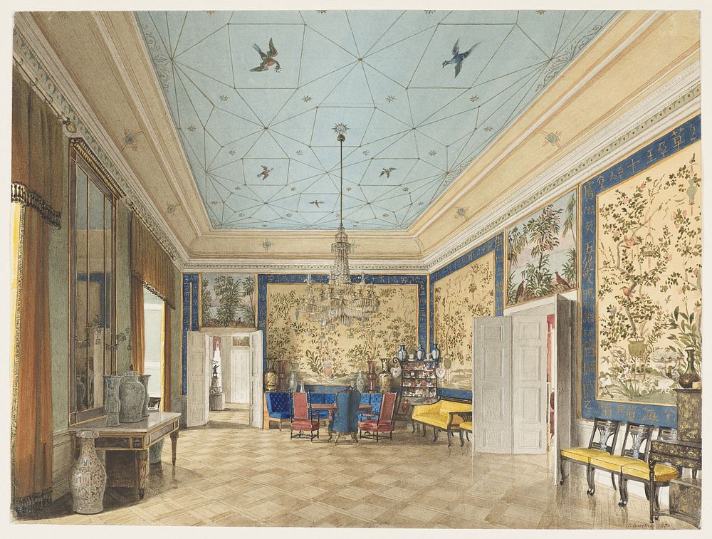 The Chinese Room in the Royal Palace, Berlin by Eduard Gaertner