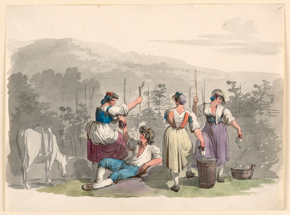 Vintage in the Mountains Near Rome by Bartolomeo Pinelli, Roman, 1781 - 1835