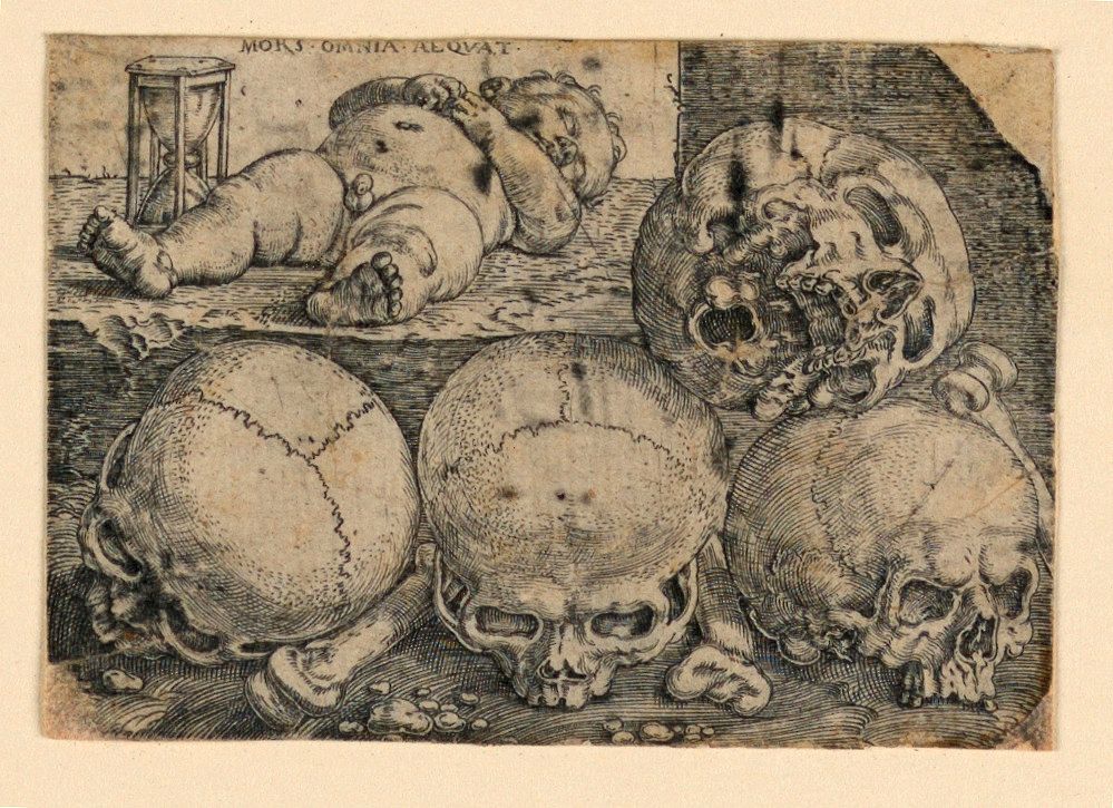 Sleeping Child with Four Skulls