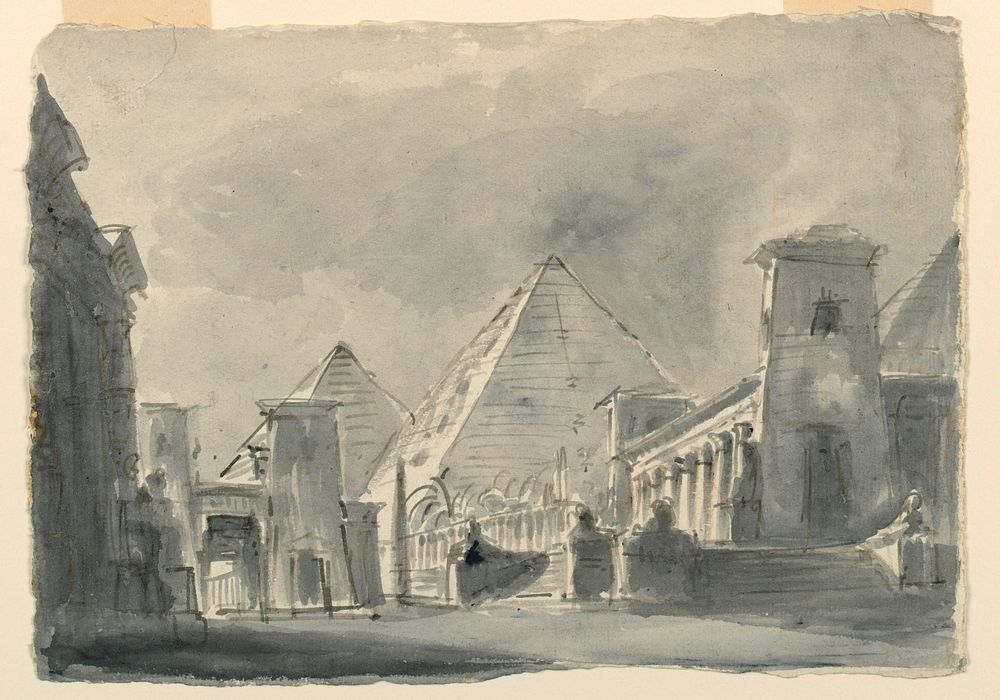 Stage Design, Group of Egyptian Buildings from the Exterior