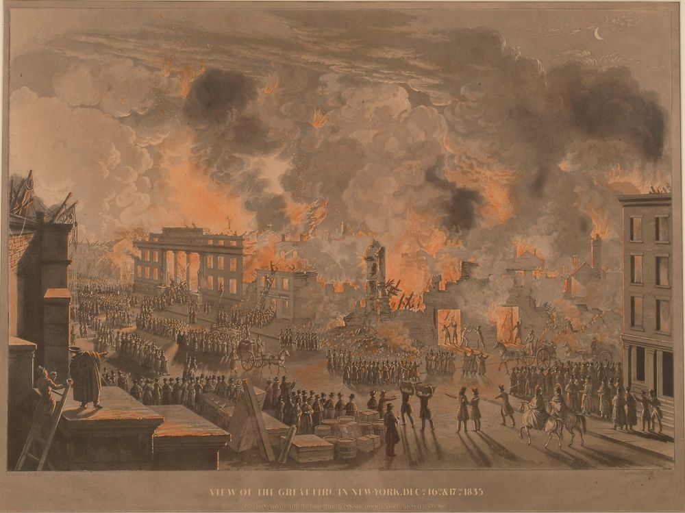 Lithograph, "Great Fire in New York", Calyo, Nicolino