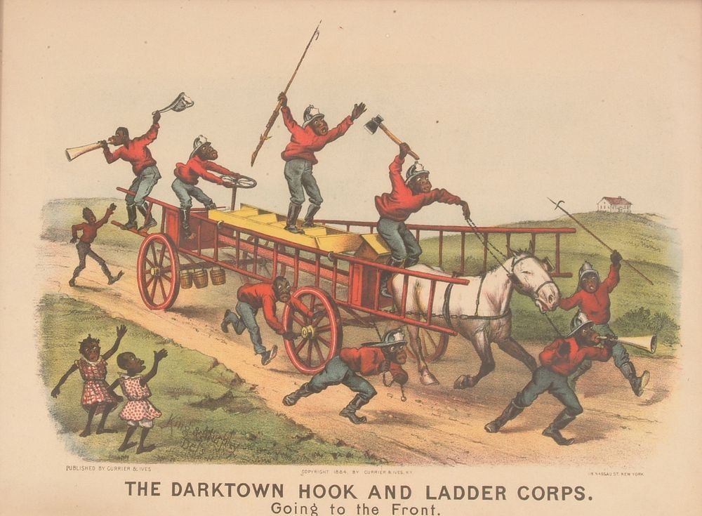 Lithograph, "The Darktown Hook and Ladder Corps: Going to the Front" (2)
