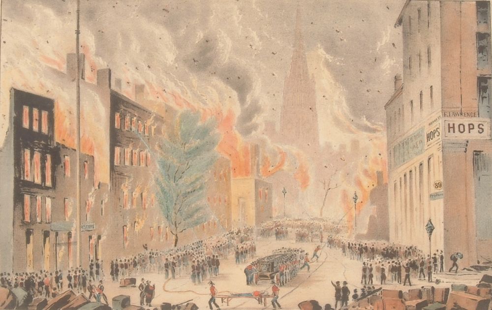Lithograph "View of the Great Conflagration at New York", Currier, Nathaniel