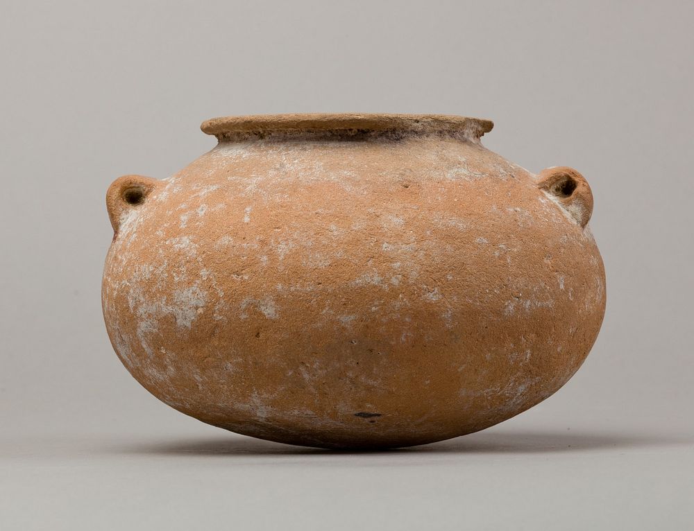 Marl ware jar with lug handles