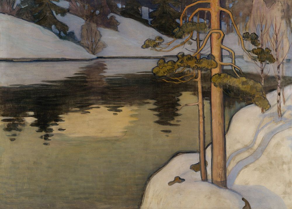 Lake with snow on the shore, 1899 - 1900