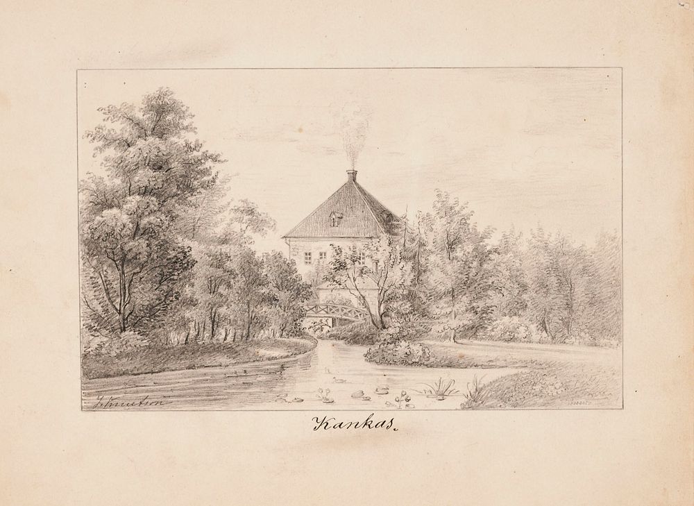 Kankainen manor, original drawing for finland depicted in drawings, 1844 - 1846 by Johan Knutson