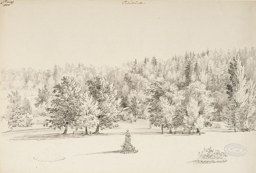 Träskändan kartanon puistoa, 1850 by Magnus von Wright