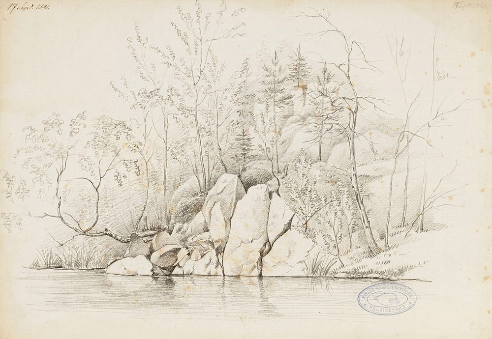 Rantakallioita haminalahdelta, 1841 by Magnus von Wright