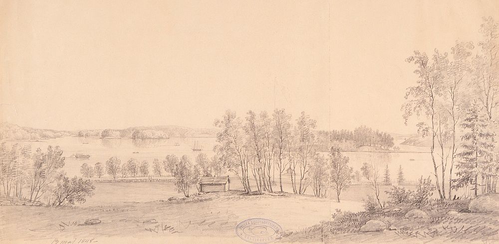 Kumtähden kenttä (toukoniitty) kumpulassa, 1848 by Magnus von Wright