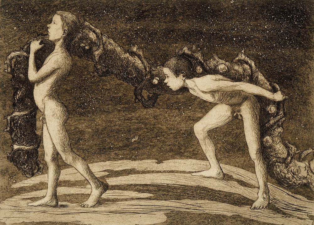 Garland bearers, 1906 by Hugo Simberg