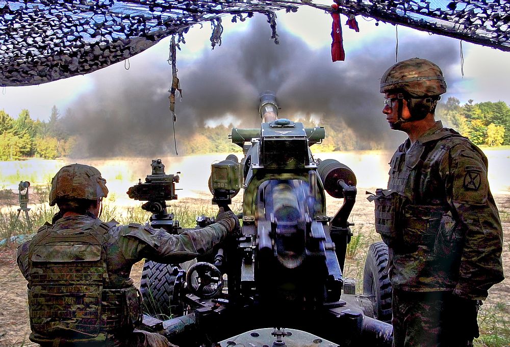 Firing M119 howitzer by 3-6FAR at 10th MTN DIVSoldiers from 3rd Battalion, 6th Field Artillery Regiment, 1BCT, 10th MTN DIV…