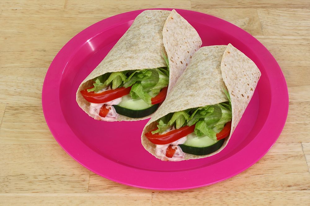 Fresh Veggie Wraps (whole wrap). CACFP meal pattern 6-18 years. Find this Team Nutrition child care recipe and more at:…