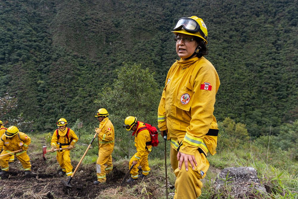 Forest firefighters park rangers of the Historic Sanctuary of Machu Picchu, in Cusco, Peru. January 20, 2020. (USDA Forest…