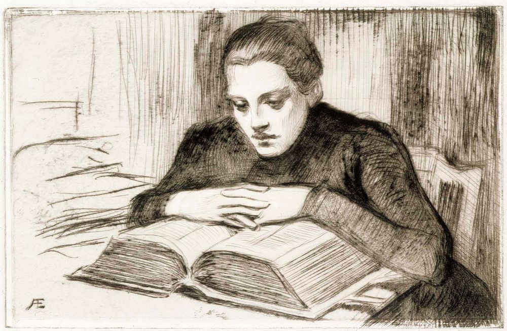 Lukeva nainen, 1899, by Albert Edelfelt