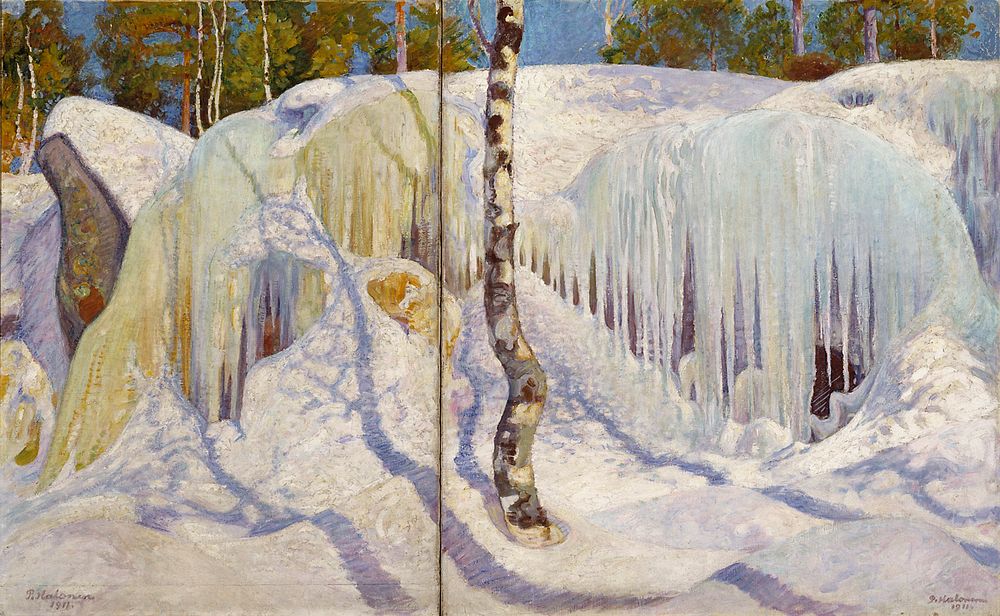 Rock covered in ice and snow, 1911, by Pekka Halonen