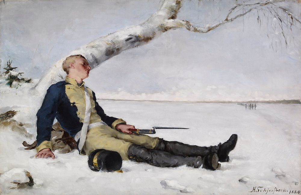 Wounded warrior in the snow, 1880, Helene Schjerfbeck