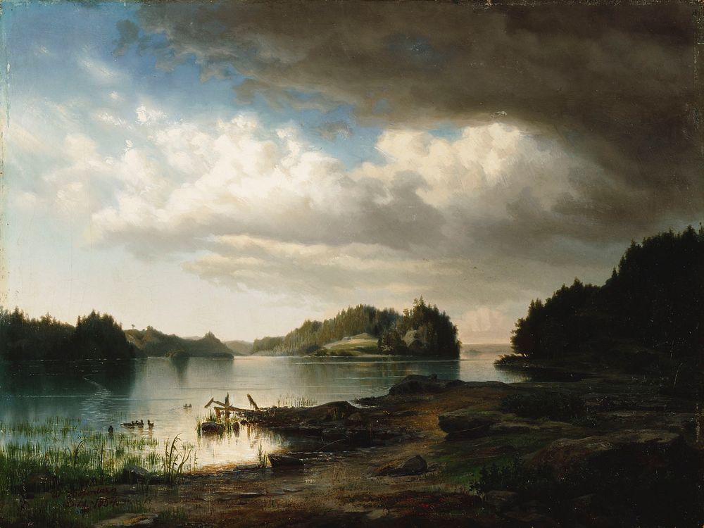 Suomalainen järvimaisema, 1854, Werner Holmberg