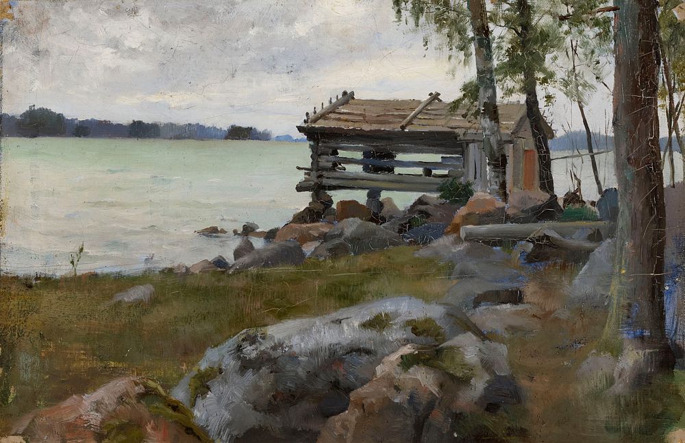 Seine shed, study for divine service in the uusimaa archipelago, 1881, by Albert Edelfelt