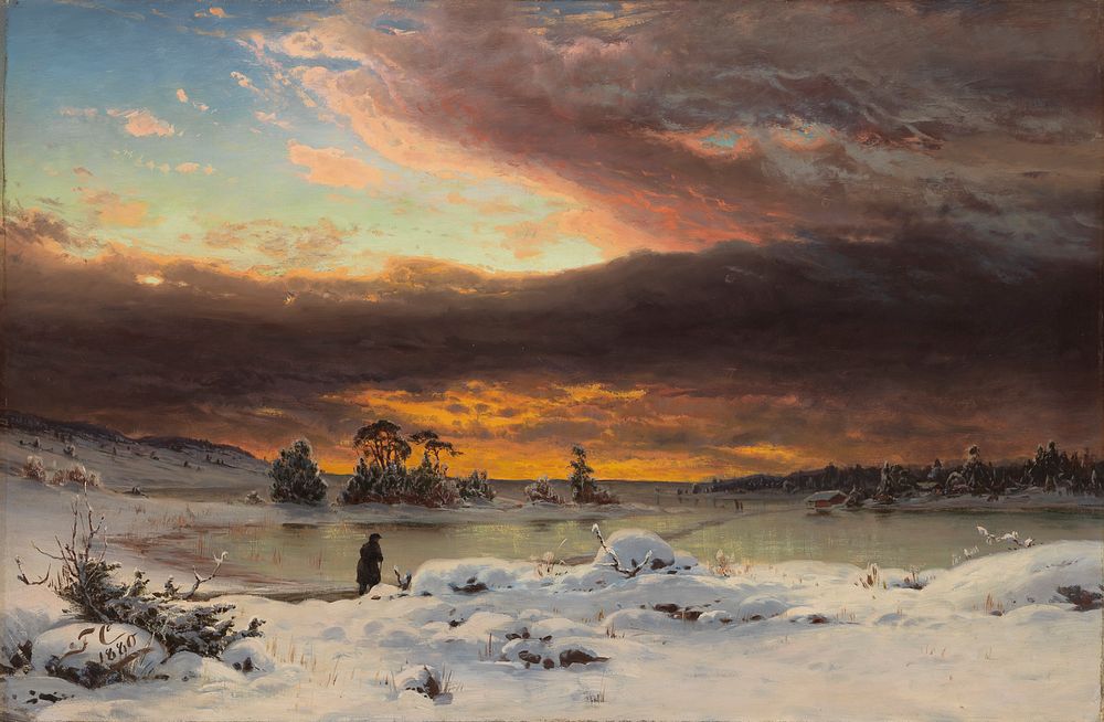 Talvimaisema, auringon mailleen mentyä, 1880, Fanny Churberg