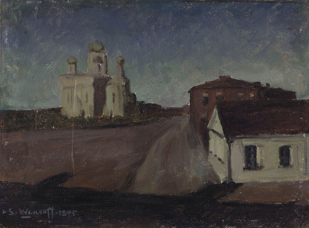 Moonlight landscape in suomenlinna, 1895, Sergei Wlasoff, Sergei Wlasoff