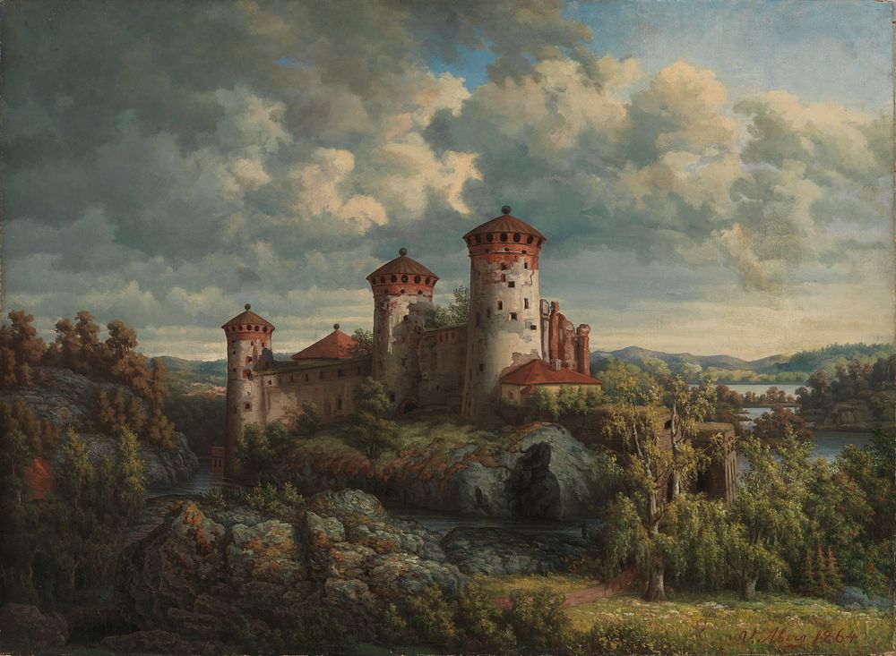 A view over the castle olavinlinna, 1864, Victoria Åberg
