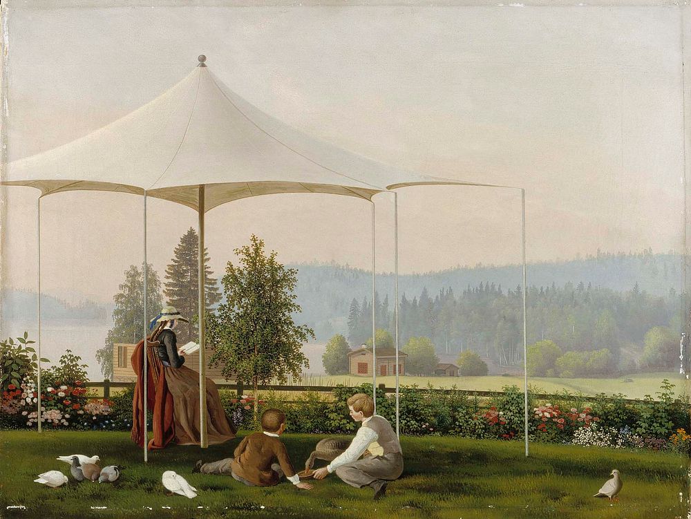 In the garden of haminalahti, 1856 - 1857, by Ferdinand von Wright