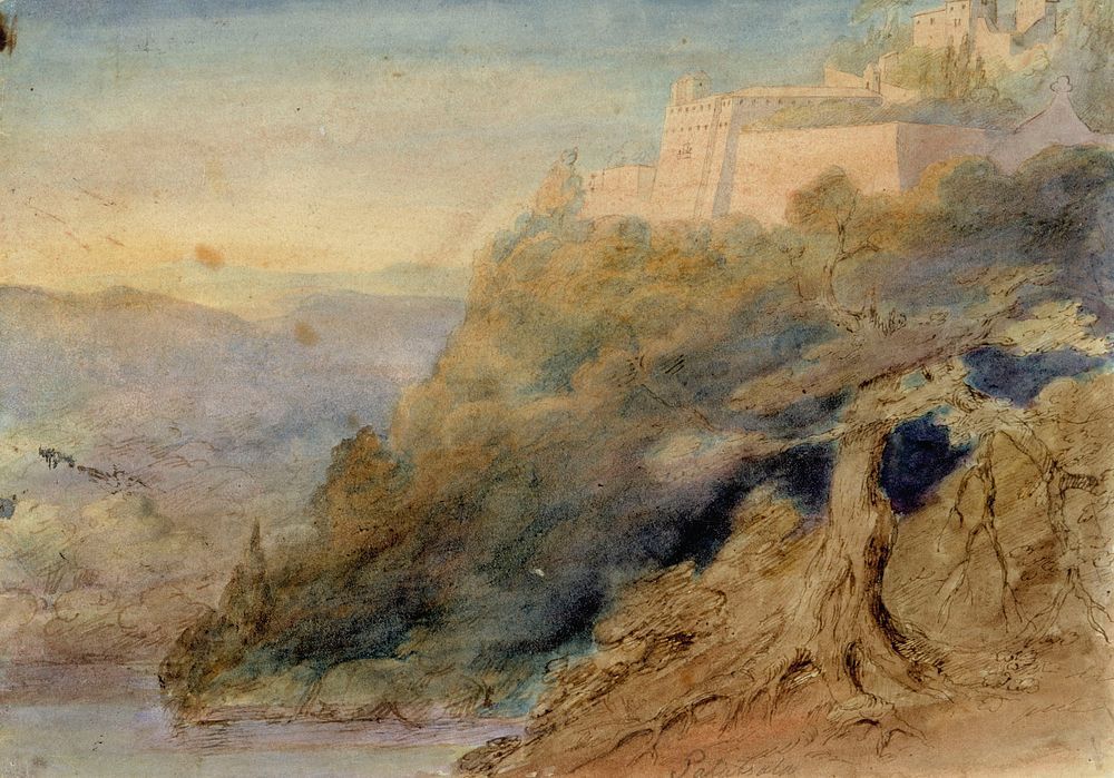 Palazzolo, italian landscape, 1830 - 1873, by Robert Wilhelm Ekman