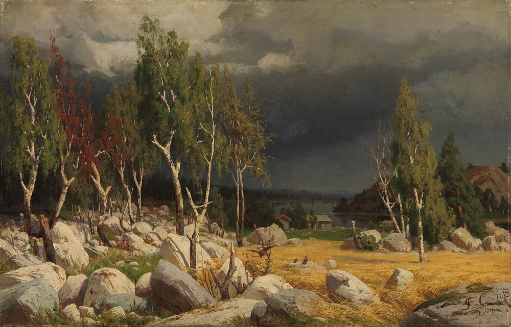 A clearing, uusimaa landscape ; burnt clearing, landscape from uusimaa, 1872, Fanny Churberg