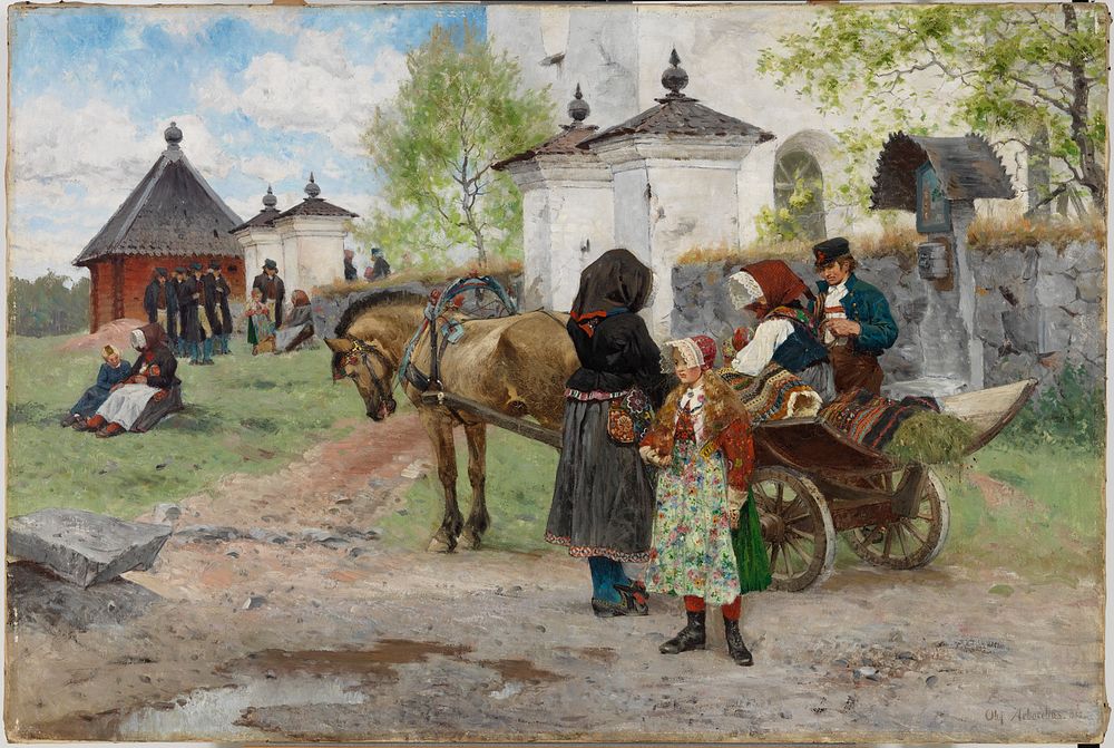 Sunday at the floda church in dalecarlia, 1885, Olof Arborelius