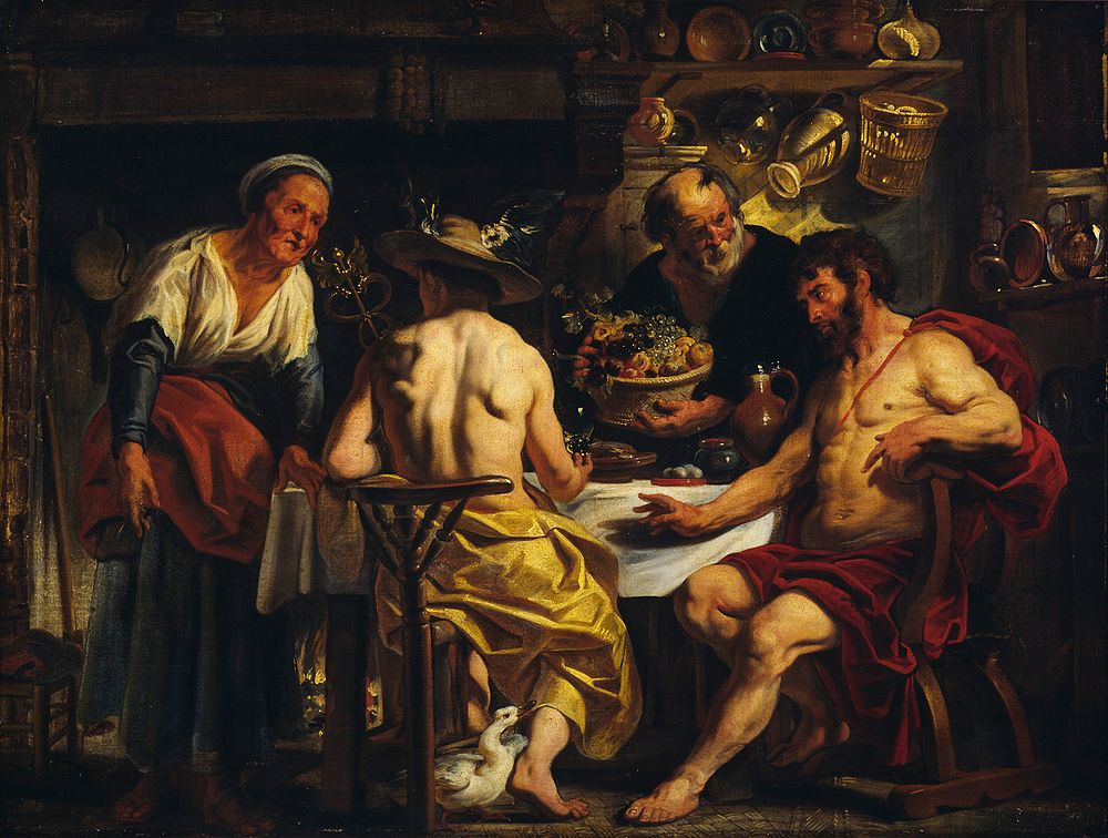 Jupiter and mercury visiting philemon and baucis, 1645 - 1650, Jacob Jordaens