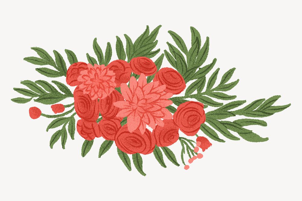 Flower arrangement, red roses illustration