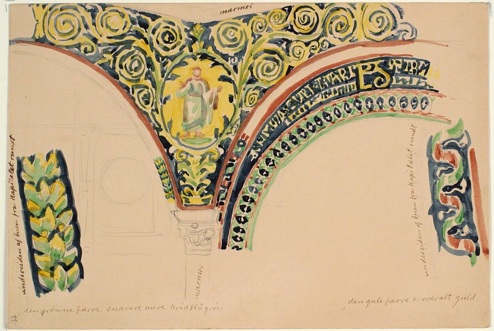 Studies of early Christian motifs, as well as notes.Ravenna by Niels Larsen Stevns