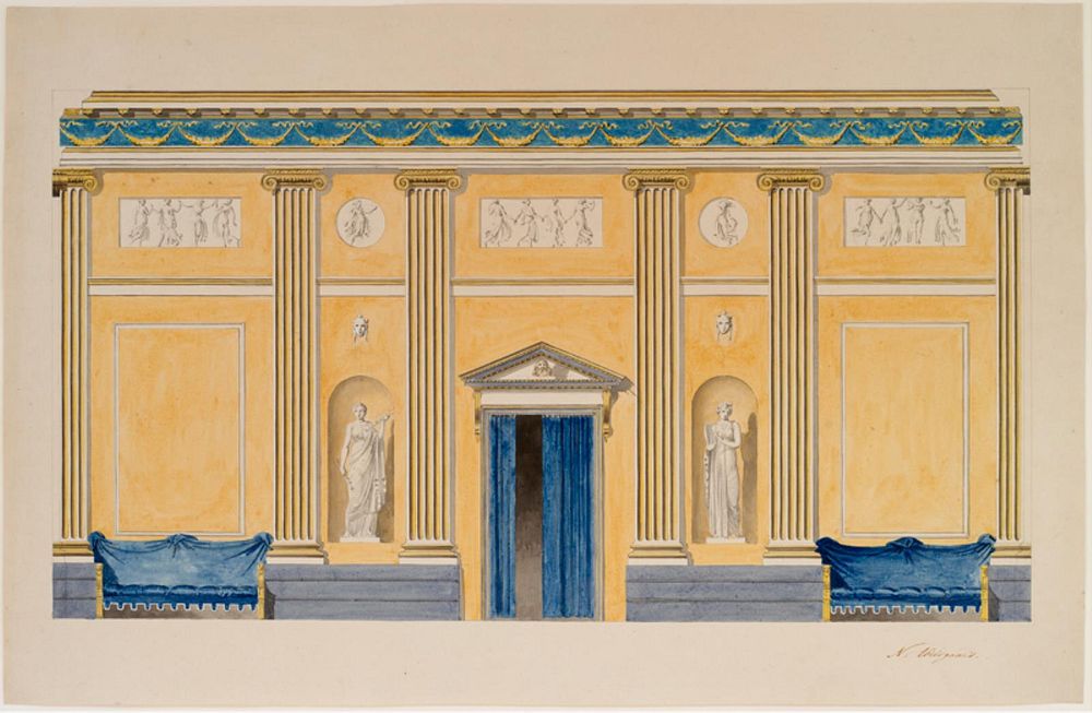 The inner long wall. Draft for decoration of the Hall of Knights by Nicolai Abildgaard