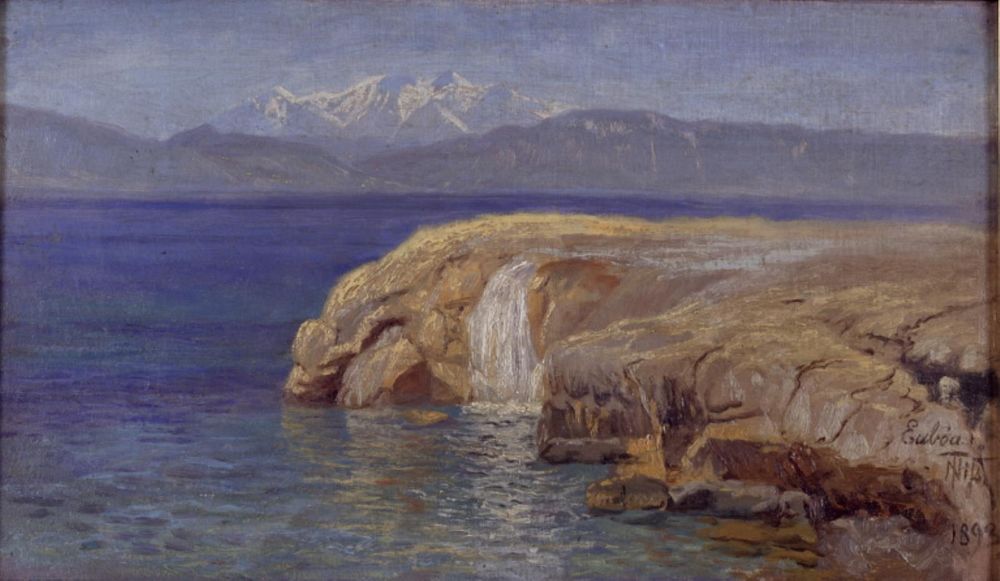 Rocky coast with waterfalls on Eubøa by Thorvald Niss