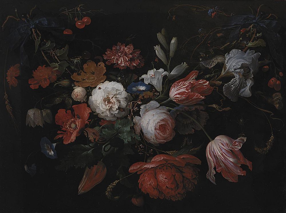 A Garland of Flowers by Abraham Mignon