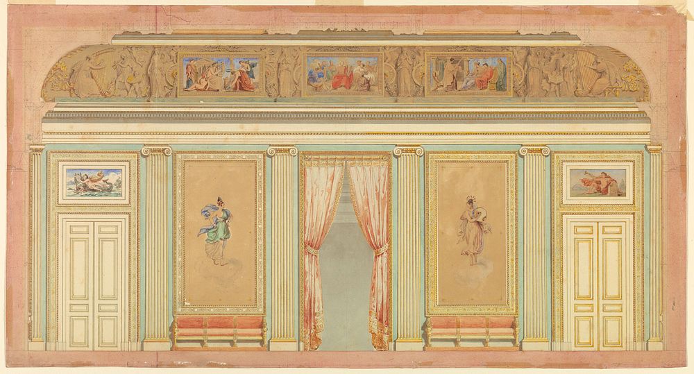 Design for an entrance wall to a music or dance hall