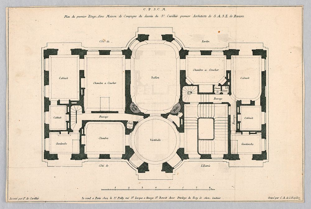 Plan of the First Floor of a Country House, Carl Albert von Lespilliez