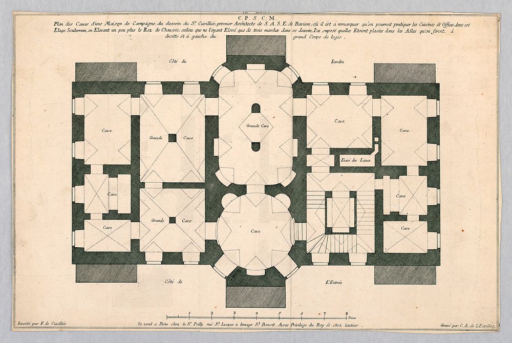 Plan of the Cellars of a Country House, Carl Albert von Lespilliez