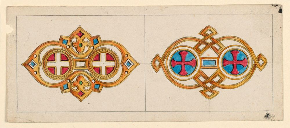 Two Designs for Brooches in the "Byzantine" Style