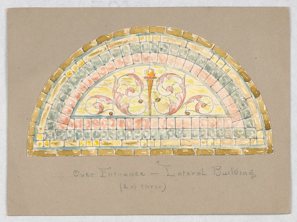 Design for Stained Glass Window: Over Main Entrance - Lateral Building, Carnegie Hall, New York, NY, Alice Cordelia Morse