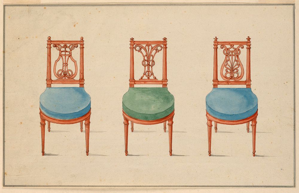 Design for Three Chairs, Jean Dmosthne Dugourc