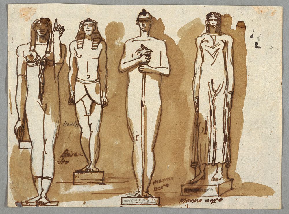 Four Statues in Egyptian Style, Felice Giani