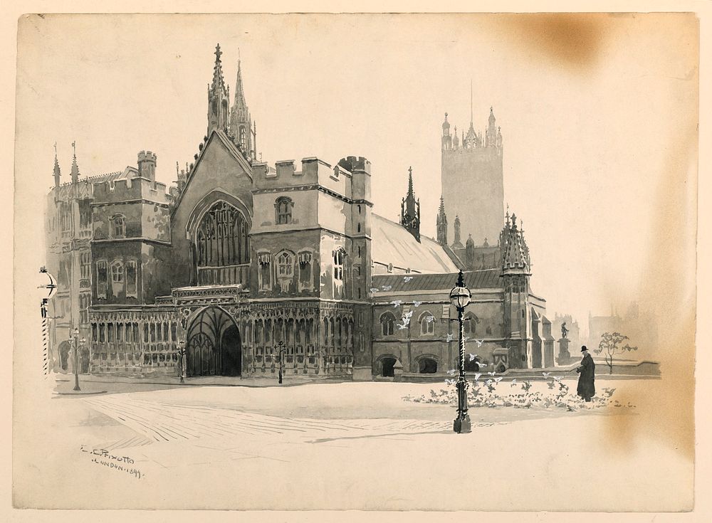 Exterior of Westminster Hall, Ernest Clifford Peixotto