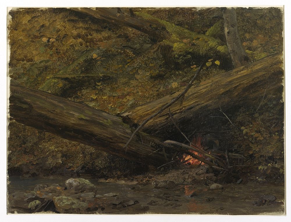 Campfire, Maine Woods, Frederic Edwin Church