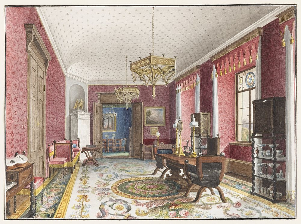 The Red Room, Schloss Fischbach, Friedrich Wilhelm Klose