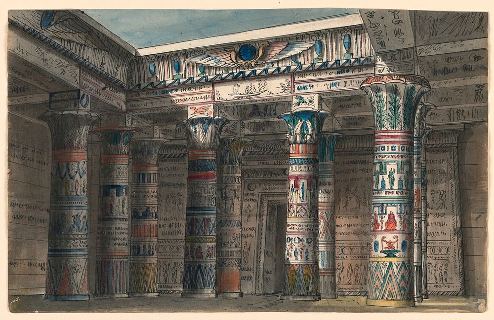 Stage Design, Egyptian Courtyard, Romolo Achille Liverani