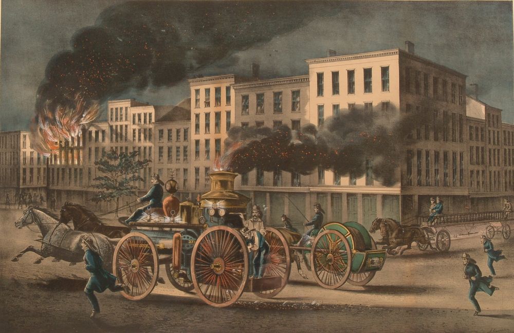 Lithograph, "The Life of the Fireman Series - The Metropolitan System", Smithsonian National Museum of African Art