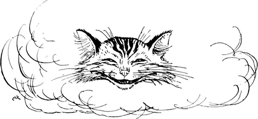The Cheshire Cat, a character from Alice's adventures in Wonderland (1916) by Arthur Rackham